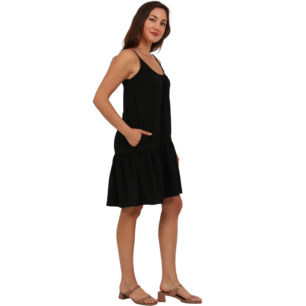 Womens Essential Scoop Neck Spaghetti Strap Pocket A Line Mini Dress - 24seven Comfort Apparel™ - thumbnail 2