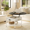 WOWLIVE 27"W Lift-Top Wood Coffee Table, Small Round Cocktail Table with Storage for Living Room, CT007 - 2 of 4