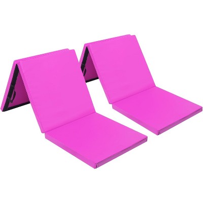 Matladin 6' Folding Tri-fold Gymnastics Gym Exercise Aerobics Mat, 6ft x 2ft x 2in PU Leather Tumbling Mats with Hook & Loop Fastener