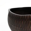 LuxenHome Brown with Black V-Pattern Polyresin 10-Inch Round Planter - 4 of 4