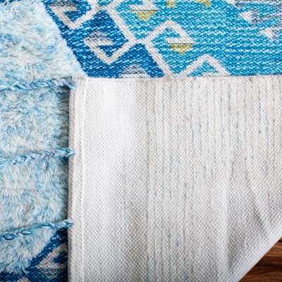 Turquoise Blue Flat Woven Wool 8' x 10' Area Rug