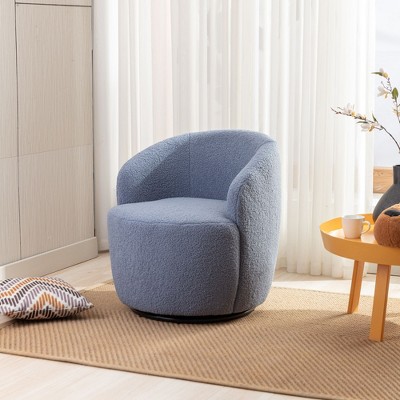 PAGED Swivel Accent Chair Teddy Fabric Armchair with Upholstered, Barrel Chair with Round Swivel Base for Living Room