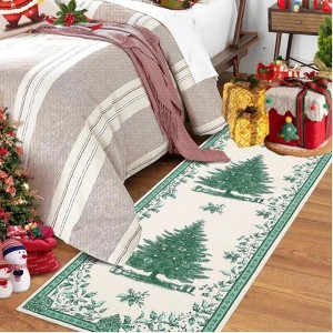 Christmas Tree Washable Area Rug, Soft Non-Slip Nursery & Bedroom Mat, Stain Resistant Holiday Carpet for Living Room & Office - 1 of 4
