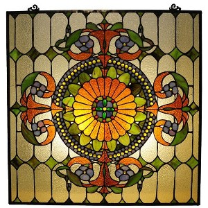 Chloe Lighting Tiffany-Glass Victorian Window Panel 25x25 - 1 of 3