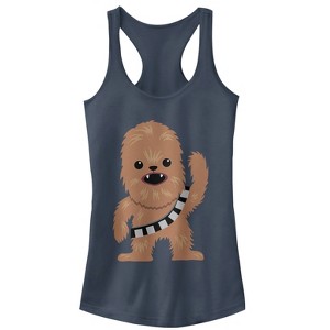 Juniors Womens Star Wars Cute Chewbacca Cartoon Racerback Tank Top - 1 of 3