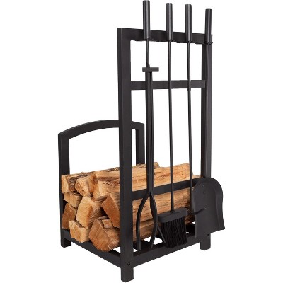 attop 5-Piece Fireplace Tool Set and Log Rack