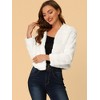 Allegra K Women's Winter Warm Cropped Collarless Faux Fur Fluffy Jacket - 2 of 4
