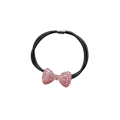 Wikineon 2PCS Exquisite Temperament Water Diamond Butterfly Bow Hair Ropes with Shiny Crystals, Elegant Design for Daily Wear & Special Occasions