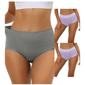 Allegra K Women's High-Waisted Lace Trim Tummy Control Full Coverage Briefs 3 Packs - 1 of 4