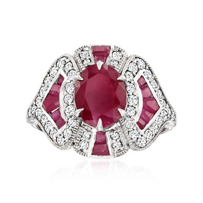 Ross-Simons 4.40 ct. t.w. Ruby and .66 ct. t.w. Diamond Ring in 18kt White Gold