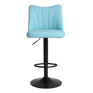 TiramisuBest 2-Piece Swivel Bar Stools, AdjusTable Upholstered with Woven Back & Footrest, Silver Chrome for Kitchen Island - 1 of 4