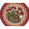 Earth Rugs Round Jute Trivet 10"x10" – Garden Geranium Print with Braided Natural Design - 2 of 3