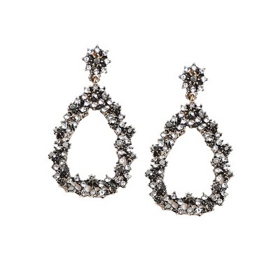 SOHI Women's Chrome Silver Clustered Hollow Teardrop Earrings