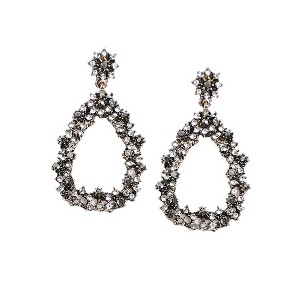 SOHI Women's Chrome Silver Clustered Hollow Teardrop Earrings - 1 of 4