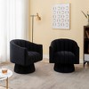 SEYNAR Modern Glam Velvet Upholstered Round 360 Degree Swivel Accent Barrel Chair Set of 2 - 2 of 4