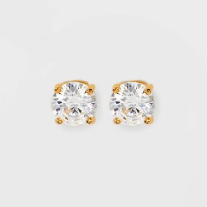 14K Gold Plated Cubic Zirconia Stud Earrings - A New Day™ Clear/Gold - 1 of 4