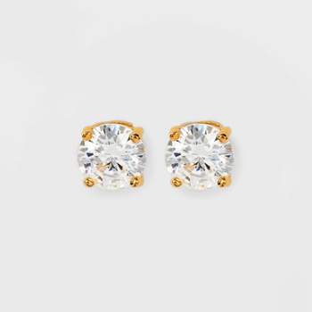 14K Gold Plated Cubic Zirconia Stud Earrings - A New Day™ Clear/Gold