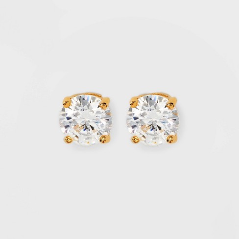 14k Gold Plated Cubic Zirconia Stud Earrings - A New Day™ Gold