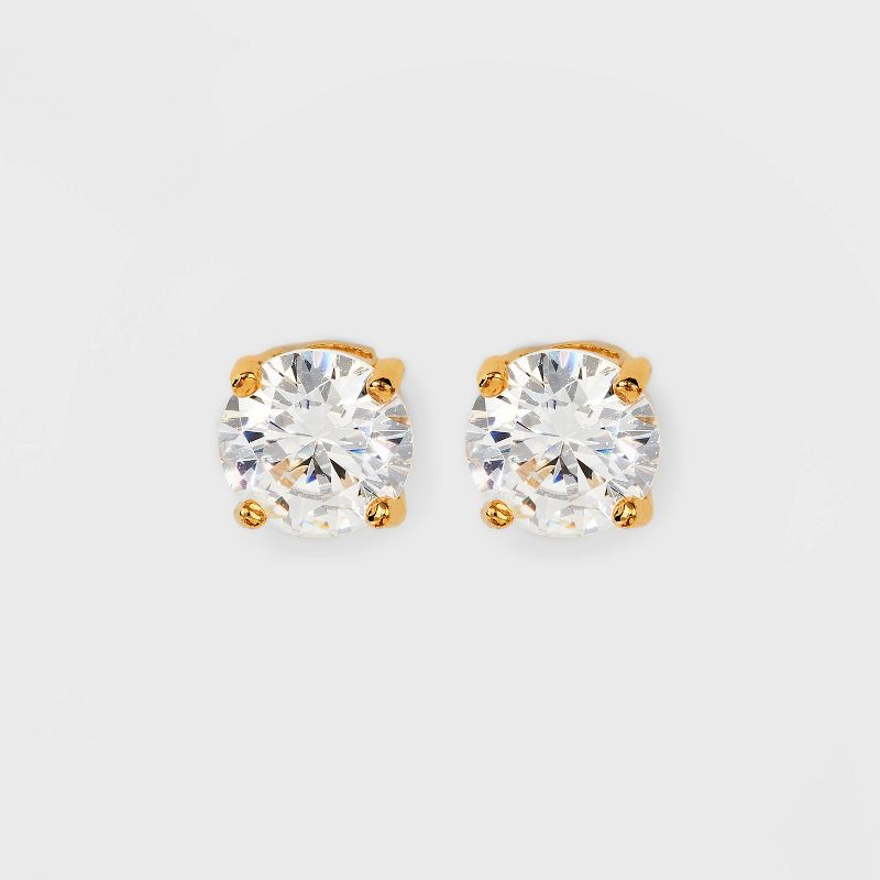 14K Gold Plated Cubic Zirconia Stud Earrings - A New Day&#8482; Gold, 1 of 6