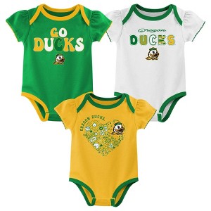 NCAA Oregon Ducks Infant Girls' 3pk Bodysuit - 1 of 4