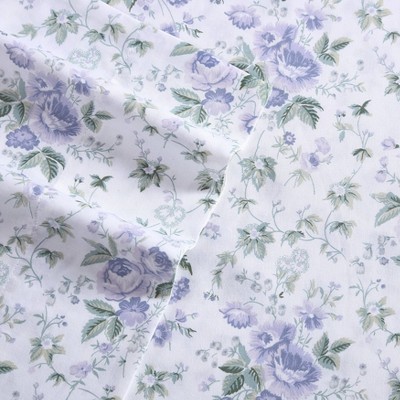 Lilian Lilac Floral Cotton King Sheet Set