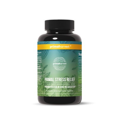 Primal Harvest Stress Relief Supplement for Women and Men Pure Ashwagandha Root Extract, L-Theanine Supplements, 30 Capsules