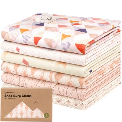 6pk Shea Baby Burp Cloths for Baby Boys and Girls, Organic Burping Cloths for Babies, Newborn