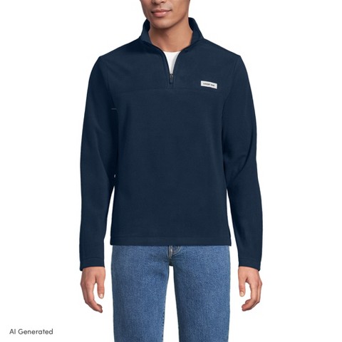 Lands' End Men's Tall Anyweather Fleece Quarter Zip Pullover - Large Tall - Radiant Navy