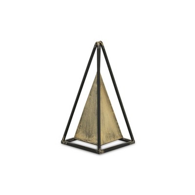 Cheung's Isaben Metal Bronze and Black Pyramid Décor