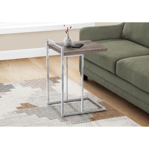 Vynxaria Contemporary C-Shaped Accent Table - Brown Laminate & Chrome Metal, 16" L x 18.25" W x 26.5" H - 1 of 4