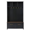Akoasm 76.6 in. H 4-in-1 Entryway Coat Rack with 6 Gold Hooks and 2 Drawers For Living Room and Hallway-Black - 3 of 4