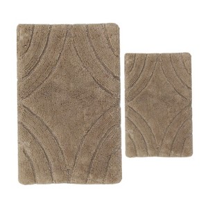 Knightsbridge Stylish And Comfortable Traditional Diamond Design 2 PC Cotton Bath Rug Set 20"x30" & 24"x40" Silver - 1 of 4