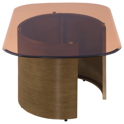 Rectangular Tawny Glass Coffee Table with Brushed Bronze Base