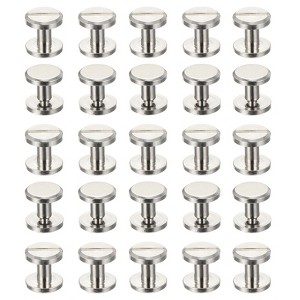 Unique Bargains Brass Rust-proof Durable Leather Belt Scrapbook Binding Chicago Screws 25 Sets - 1 of 4