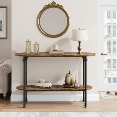 Nasitip 2-Tier Console Table, 43.3" Entryway Table with Storage, Metal Frame, Behind Couch Table for Living Room, Hallway, Entryway