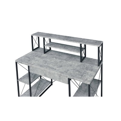 Amiel Studio Desk in Gray with Drawer and Filing Cabinet