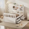 Twin Size Platform Bed Frame with Solid Wood Construction, Bookcase Headboard, 4 Storage Drawers, No Box Spring Needed - Baofuwish - 3 of 4