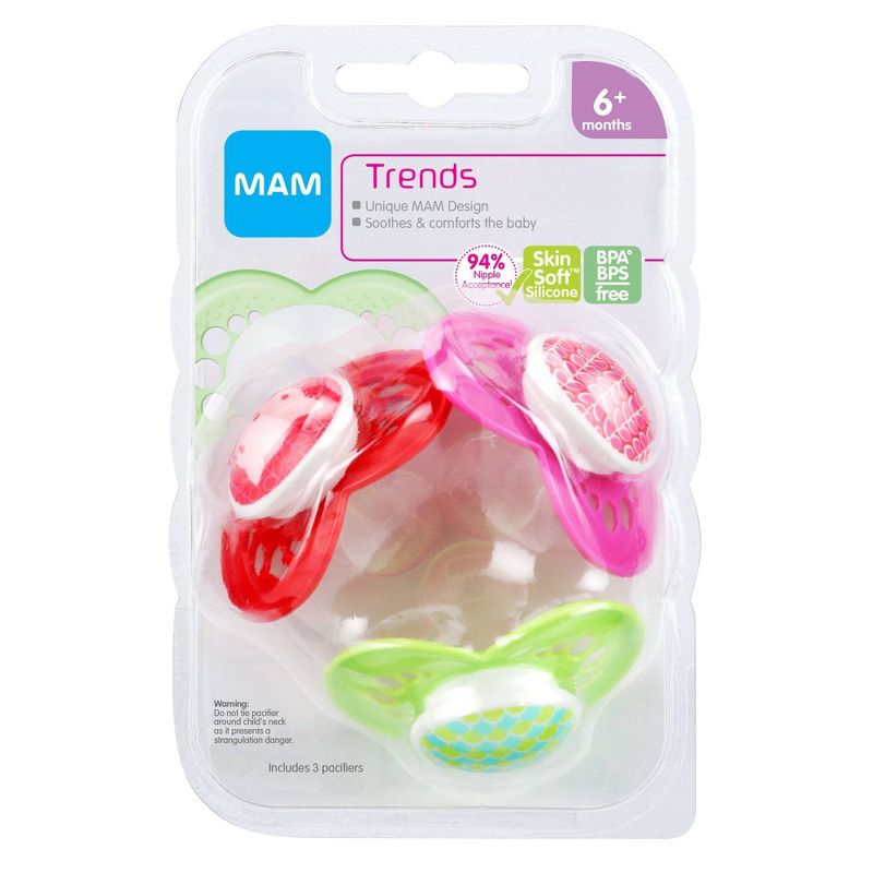MAM Trends Pacifier 6-16m - 3ct - Girl, 3 of 10