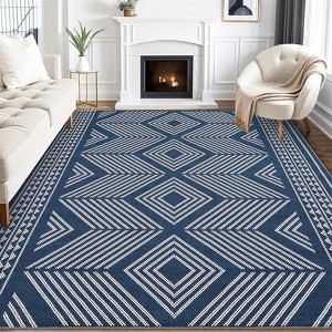 5x7 Washable Modern Geometric Rug Non Slip Rug Stain Resistant Carpet Contemporary Low Pile Floor - 1 of 4