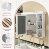Vynxaria 35" x 28" White Wall-Mounted Bathroom Cabinet with Mirror Door & 6 Open Shelves - Modern Storage Solution for Your Bathroom. - 2 of 4
