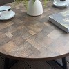 Round Coffee Table Wood Grain and Black Metal - 4 of 4