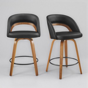 Art Leon Set of 2 Modern Minimalist Swivel and Upholstered Counter Height Barstool - 1 of 4