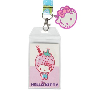 Hello Kitty Strawberry Milk 22 Inch Lanyard With Rubber Charm And Clear ID Sleeve - 1 of 2