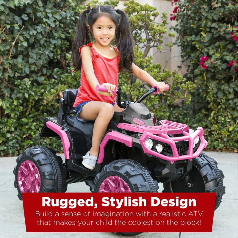 Best Choice Products 12V Kids Ride-On ATV Quad w/ Bluetooth, 3.7mph Max, Treaded Tires, LED Lights, Radio, 2 of 8