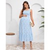 Women's Maternity Dress Boho Spaghetti Strap Square Neck Dress Floral Casual Ruffle Nursing Maxi Dress Baby Shower - 3 of 4
