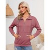 Coolmee Women's Casual Long Sleeve Lapel Zipper Sweatshirt Drawstring Loose Pullover Tops - 4 of 4