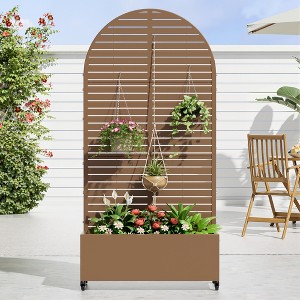 Dovelina 72 in. x 35 in. Arched-Top White Outdoor Metal Galvanized Planter Box with trellis - 1 of 4