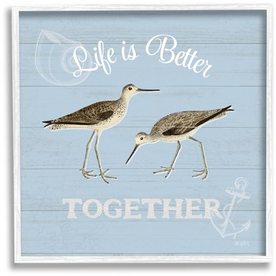 Stupell Industries Better Together Coastal Sandpipers Framed Giclee Art