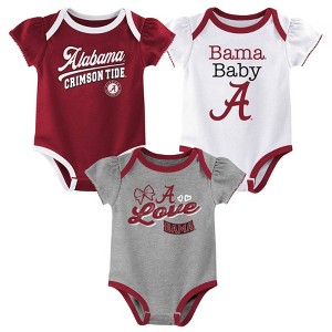 NCAA Alabama Crimson Tide Infant Girls' 3pk Bodysuit - 1 of 4