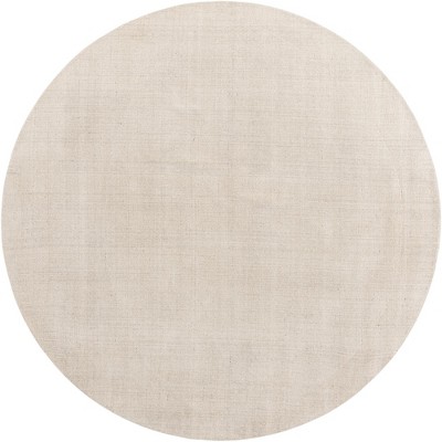 Handmade Round Ivory Wool Rug, 10' Easy Care